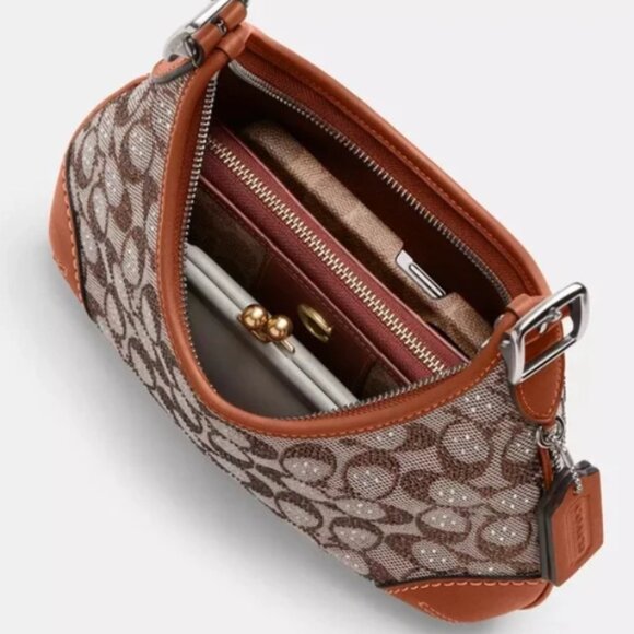 Hamptons Hobo Bag In Crystal Signature Jacquard NWT - Picture 2 of 4